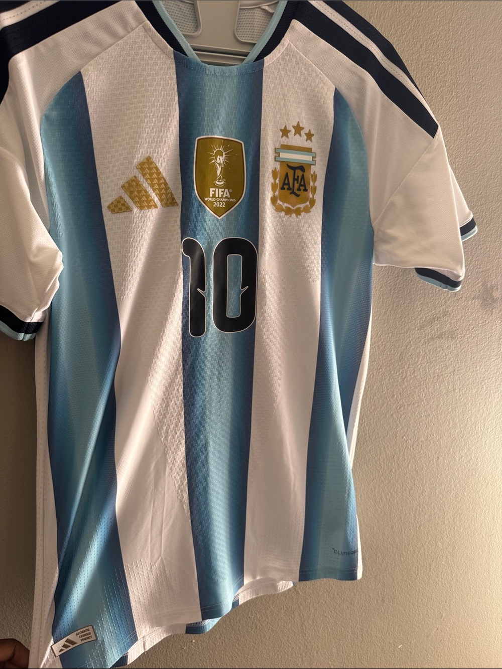 adidas Argentina Soccer Jersey — White & Light Blue